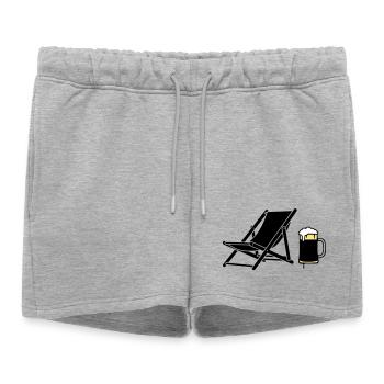 Silhouette de la chaise longue et de la chope de bière - Short de survêtement femme premium - gris chiné - Devant - AI Model Female 172 light (172cm)