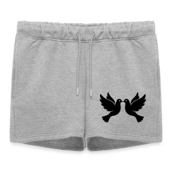 Tourterelles mariées – Tourtereaux noirs et blancs - Short de survêtement femme premium - gris chiné - Devant - AI Model Female 172 light (172cm)