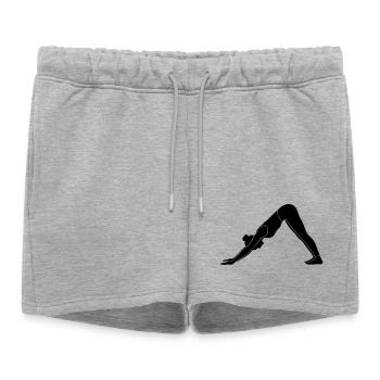 Silhouette de yoga canin face vers le bas - Short de survêtement femme premium - gris chiné - Devant - AI Model Female 172 light (172cm)