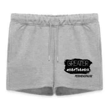 Une plus grande affirmation Périménopause - Short de survêtement femme premium - gris chiné - Devant - AI Model Female 172 light (172cm)