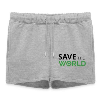 Save the world - Women’s Premium Organic Sweatshorts - heather grey - Front - AI Model Female 172 light (172cm)