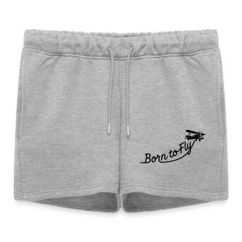 Né pour voler - Short de survêtement femme premium - gris chiné - Devant - AI Model Female 172 light (172cm)