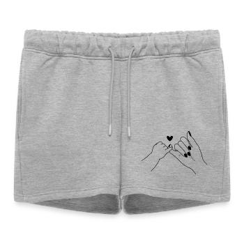 L’enfant fait une promesse de petit doigt - Short de survêtement femme premium - gris chiné - Devant - AI Model Female 172 light (172cm)