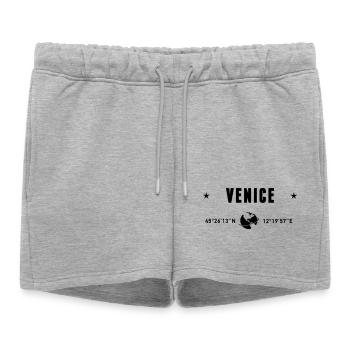 Venise, Italie, coordonnées GPS, globe - Short de survêtement femme premium - gris chiné - Devant - AI Model Female 172 light (172cm)