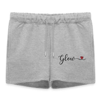 Conception typographique Glow Heart - Short de survêtement femme premium - gris chiné - Devant - AI Model Female 172 light (172cm)