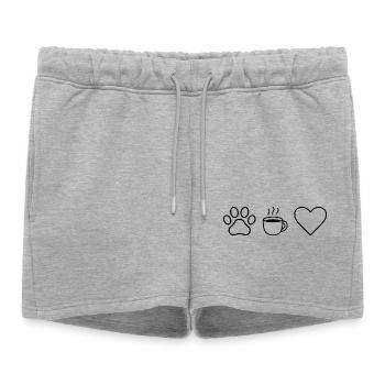 Paw Coffee Heart - Women’s Premium Organic Sweatshorts - heather grey - Front - AI Model Female 172 light (172cm)