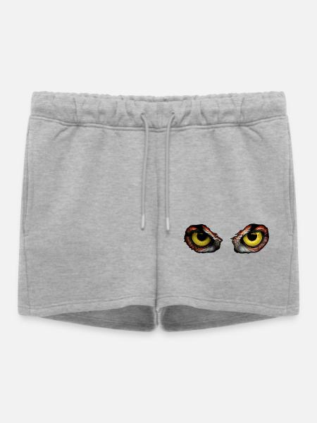 Owl Eye Gaze – Intense Yellow Contrast - Women’s Premium Organic Sweatshorts - heather grey