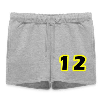 12 Symbole numérique - Short de survêtement femme premium - gris chiné - Devant - AI Model Female 172 light (172cm)