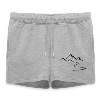 Silhouette du contour des montagnes - Short de survêtement femme premium - gris chiné - Devant - AI Model Female 172 light (172cm)