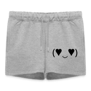 Émotique amoureuse (♥‿♥) Yeux en cœur Kaomoji - Short de survêtement femme premium - gris chiné - Devant - AI Model Female 172 light (172cm)