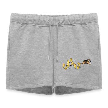 Sentier des Corgi du Jardin des Ginkgos - Short de survêtement femme premium - gris chiné - Devant - AI Model Female 172 light (172cm)