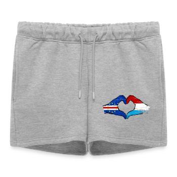 Mains du drapeau luxembourgeois du Cap-Vert utilisées - Short de survêtement femme premium - gris chiné - Devant - AI Model Female 172 light (172cm)