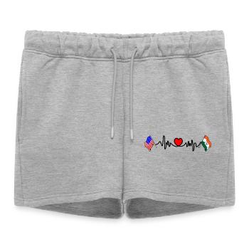 Cardio heart with Flag USA USA, India - Women’s Premium Organic Sweatshorts - heather grey - Front - AI Model Female 172 light (172cm)