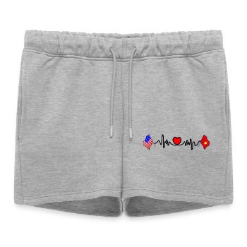 Cardio heart avec drapeau des États-Unis et du Vietnam - Short de survêtement femme premium - gris chiné - Devant - AI Model Female 172 light (172cm)