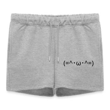 Chats Émote (=^・ω・^=) Chat mignon Kaomoji - Short de survêtement femme premium - gris chiné - Devant - AI Model Female 172 light (172cm)