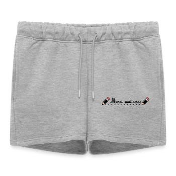 MAÎTRESSE. MAITRE. MERCI. MERCI MAÎTRESSE. MAITRES - Short de survêtement femme premium - gris chiné - Devant - AI Model Female 172 light (172cm)