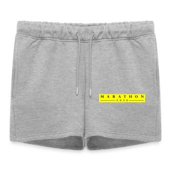 Marathon 2026 - Short de survêtement femme premium - gris chiné - Devant - AI Model Female 172 light (172cm)