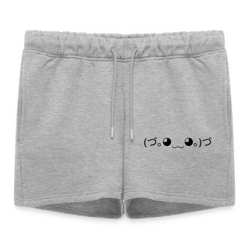 Hug Emoticon (づ。 ◕‿‿◕｡ )づ Cuddle - Women’s Premium Organic Sweatshorts - heather grey - Front - AI Model Female 172 light (172cm)