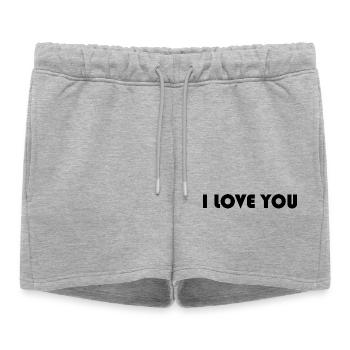 I LOVE YOU. COUPLE. JUST MARRIED. EVJF - Short de survêtement femme premium - gris chiné - Devant - AI Model Female 172 light (172cm)