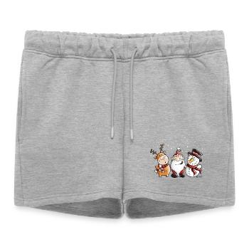 Père Noël, renne et bonhomme de neige - Short de survêtement femme premium - gris chiné - Devant - AI Model Female 172 light (172cm)