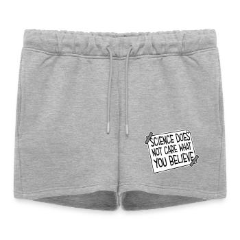 La science se moque de ce que vous croyez Logo des faits - Short de survêtement femme premium - gris chiné - Devant - AI Model Female 172 light (172cm)