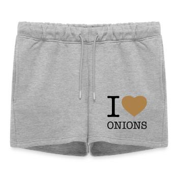 J’AIME LES OIGNONS Zwiebeln - Short de survêtement femme premium - gris chiné - Devant - AI Model Female 172 light (172cm)