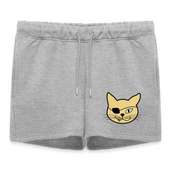 Pirate Kitteh - Short de survêtement femme premium - gris chiné - Devant - AI Model Female 172 light (172cm)
