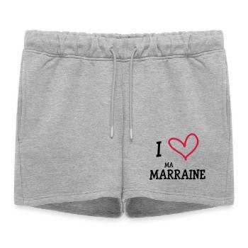 I Love ma Marraine - Short de survêtement femme premium - gris chiné - Devant - AI Model Female 172 light (172cm)