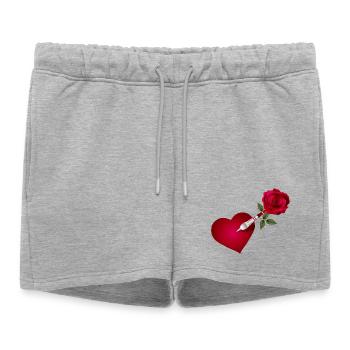 Flèche fléchette avec rose et cœur comme cible - Short de survêtement femme premium - gris chiné - Devant - AI Model Female 172 light (172cm)