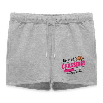 bientôt chasseuse - Short de survêtement femme premium - gris chiné - Devant - AI Model Female 172 light (172cm)