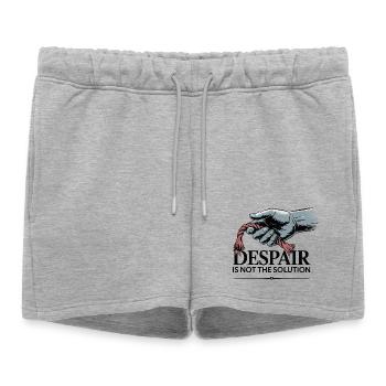 Main résistante tenant une corde effilochée - Short de survêtement femme premium - gris chiné - Devant - AI Model Female 172 light (172cm)