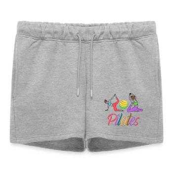 PILATES - Short de survêtement femme premium - gris chiné - Devant - AI Model Female 172 light (172cm)