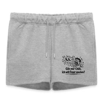 Cracher du feu Mangeant du chili - Short de survêtement femme premium - gris chiné - Devant - AI Model Female 172 light (172cm)