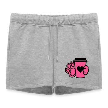 Maman de chien Paw Coffee Cup - Short de survêtement femme premium - gris chiné - Devant - AI Model Female 172 light (172cm)
