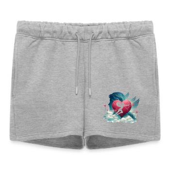 Cupidon Archer Oeuvre de cœur - Short de survêtement femme premium - gris chiné - Devant - AI Model Female 172 light (172cm)