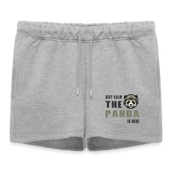 Panda tactique – Restez calme - Short de survêtement femme premium - gris chiné - Devant - AI Model Female 172 light (172cm)