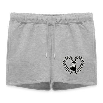 Niedlicher Fuchs im Blätterkranz – Handgezeichnete - Frauen Premium Organic Sweatshorts - Grau meliert - Vorne - AI Model Female 172 light (172cm)
