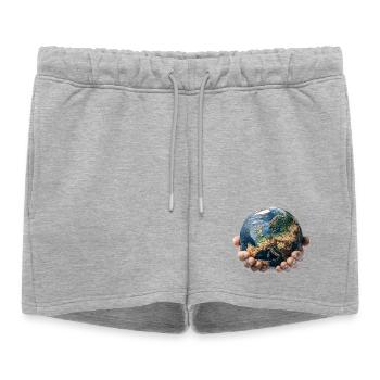 La Terre entre les mains : Responsabilité mondiale - Short de survêtement femme premium - gris chiné - Devant - AI Model Female 172 light (172cm)