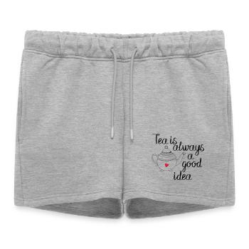 le thé est toujours une bonne idée 2c - Short de survêtement femme premium - gris chiné - Devant - AI Model Female 172 light (172cm)