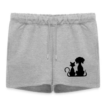 chien et chat - Short de survêtement femme premium - gris chiné - Devant - AI Model Female 172 light (172cm)