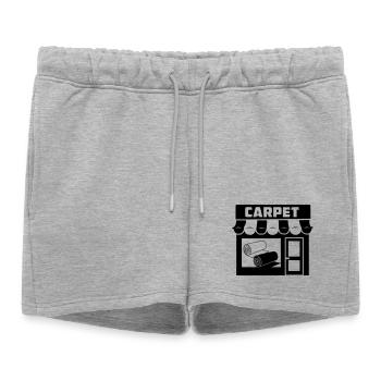 Carpet rolls logo in store - Women’s Premium Organic Sweatshorts - heather grey - Front - AI Model Female 172 light (172cm)