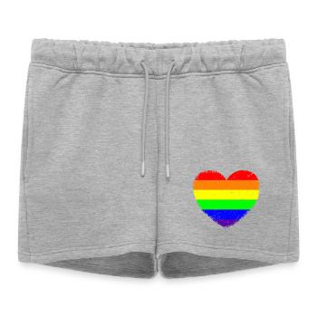 Cœur LGBTQ | Dans un style vintage - Short de survêtement femme premium - gris chiné - Devant - AI Model Female 172 light (172cm)