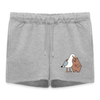 Mer du Nord Mouette Ours Brun Amitié Amour Maigre - Short de survêtement femme premium - gris chiné - Devant - AI Model Female 172 light (172cm)