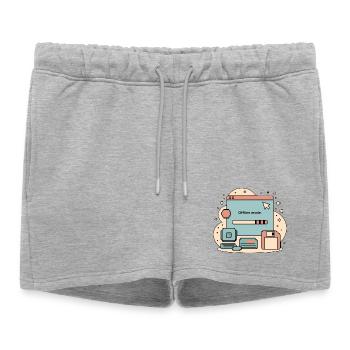 Internet rétro mode hors ligne - Short de survêtement femme premium - gris chiné - Devant - AI Model Female 172 light (172cm)