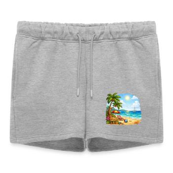 Bienvenue sur la plage tropicale - Short de survêtement femme premium - gris chiné - Devant - AI Model Female 172 light (172cm)
