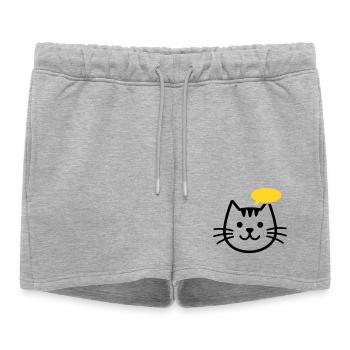 Cat head with yellow speech bubble - Women’s Premium Organic Sweatshorts - heather grey - Front - AI Model Female 172 light (172cm)