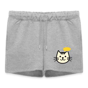 Cat face with speech bubble - Women’s Premium Organic Sweatshorts - heather grey - Front - AI Model Female 172 light (172cm)