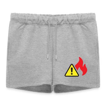 Icône solide d’alerte incendie Symbole de sécurité de flamme - Short de survêtement femme premium - gris chiné - Devant - AI Model Female 172 light (172cm)