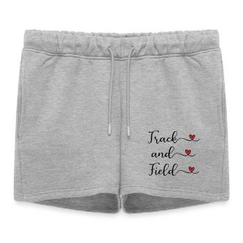 Logo manuscrit d’athlétisme avec des cœurs - Short de survêtement femme premium - gris chiné - Devant - AI Model Female 172 light (172cm)