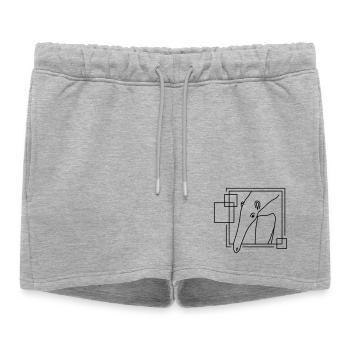 Fourmilier en forme géométrique - Conception d’art au trait - Short de survêtement femme premium - gris chiné - Devant - AI Model Female 172 light (172cm)